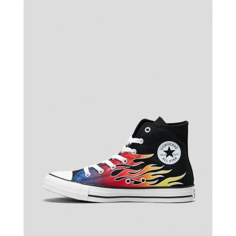 Converse Chuck Taylor All Star Hi Flame Print Black High‎ Top Sneakers Kids US/5